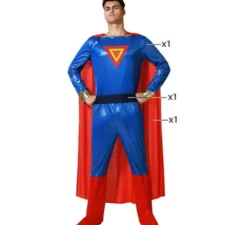 Costume da supereroe blu e rosso per uomo