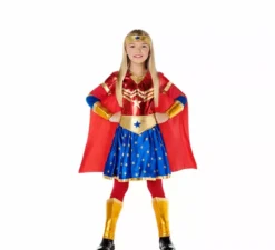 Costume da Super Eroina con stelle e mantello per bambina