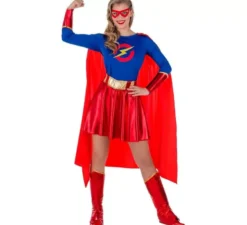 Costume da Supereroina rossa e blu per donna