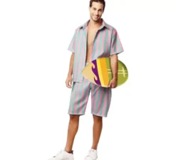 Costume da surfista a righe rosa e blu per uomo