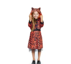 Costume da tigre con abito con cappuccio per ragazze e adolescenti