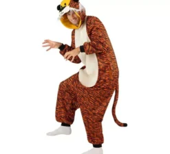 Costume da tigre scura o pigiama con cappuccio per adulto