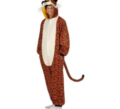 Costume da tigre scura o pigiama con cappuccio per adulto