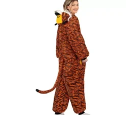 Costume da tigre scura o pigiama con cappuccio per adulto