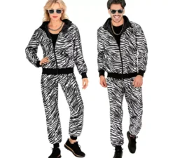Costume da tuta alla moda per feste in argento metallizzato per adulti