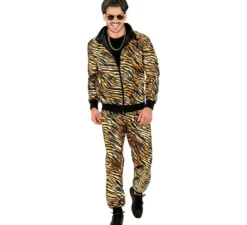 Costume da tuta alla moda per feste in oro metallizzato per adulti