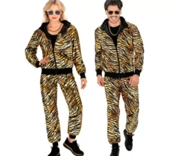 Costume da tuta alla moda per feste in oro metallizzato per adulti