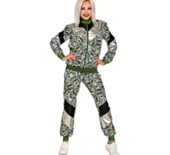 Costume da tuta anni '80 con dollari al neon per adulto