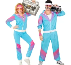 Costume da tuta blu anni '80 per adulto