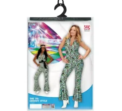 Costume da tuta con onde blu anni '70 per donna