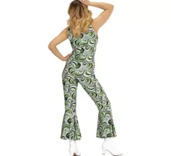 Costume da tuta con onde blu anni '70 per donna