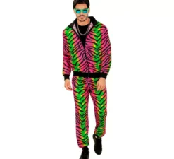 Costume da tuta con stampa tigre neon per adulto
