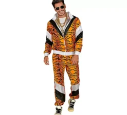 Costume da tuta da tigre neon anni '80 per adulto