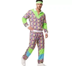 Costume da tuta da uomo anni '90 stampato verde