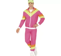 Costume da tuta da uomo rosa fluo e giallo