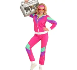 Costume da tuta fucsia anni '80 per adulto