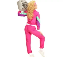 Costume da tuta fucsia anni '80 per adulto