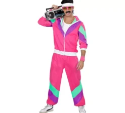 Costume da tuta fucsia anni '80 per adulto