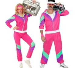 Costume da tuta fucsia anni '80 per adulto