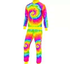 Costume da tuta hippie psichedelico fluorescente per adulti