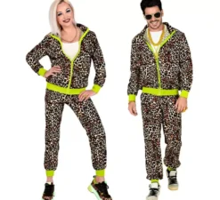 Costume da tuta leopardato anni '80 per adulto
