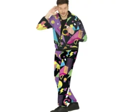 Costume da tuta nera anni '80 per uomo