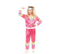 Costume da tuta rosa anni '80 per bambina