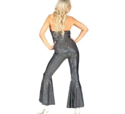Costume da tuta scozzese da discoteca anni '70 da donna