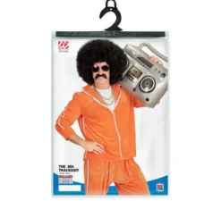 Costume da tuta sportiva da uomo in velluto arancione anni '80
