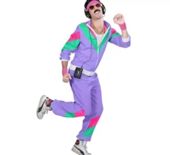 Costume da tuta viola anni '80 per adulto
