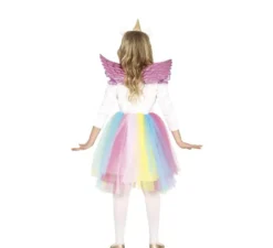 Costume da unicorno arcobaleno con ali per bambina