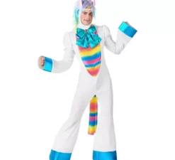 Costume da unicorno arcobaleno con fiocco per uomo