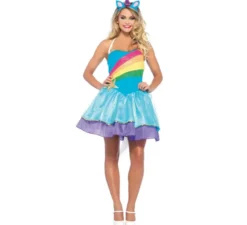 Costume da unicorno arcobaleno per donna