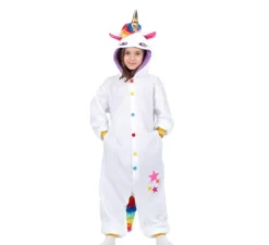 Costume da Unicorno Bianco o Pigiama con cappuccio per bambini