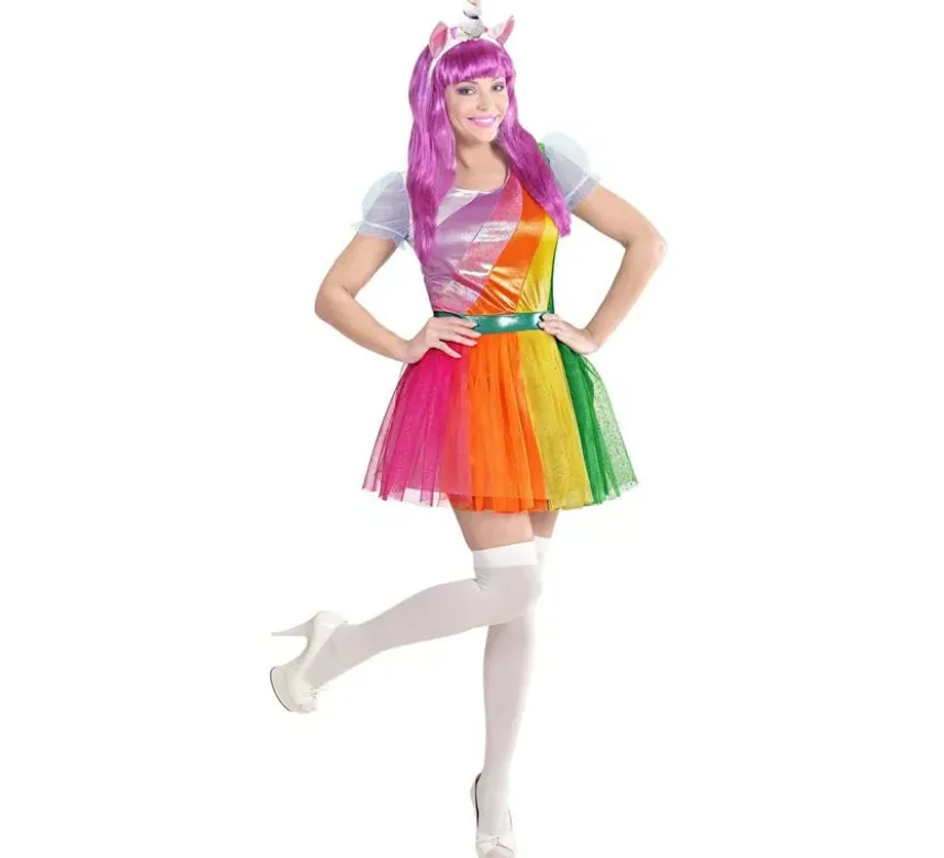 Costume da Unicorno multicolore con cerchietto per donna