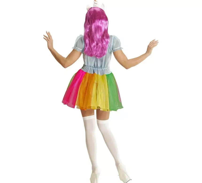 Costume da Unicorno multicolore con cerchietto per donna