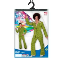 Costume da uomo anni '70 con carta da parati verde