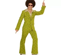 Costume da uomo anni '70 con carta da parati verde