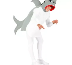 Costume da uomo con cappuccio da squalo grigio