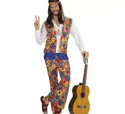 Costume da uomo hippie con nastro e medaglione per uomo