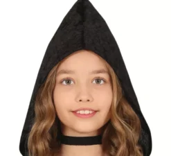 Costume da vampiro con cappuccio nero per bambina