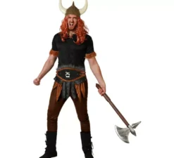 Costume da vichingo marrone scuro con cintura per uomo