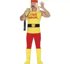 Costume da wrestling giallo per uomo