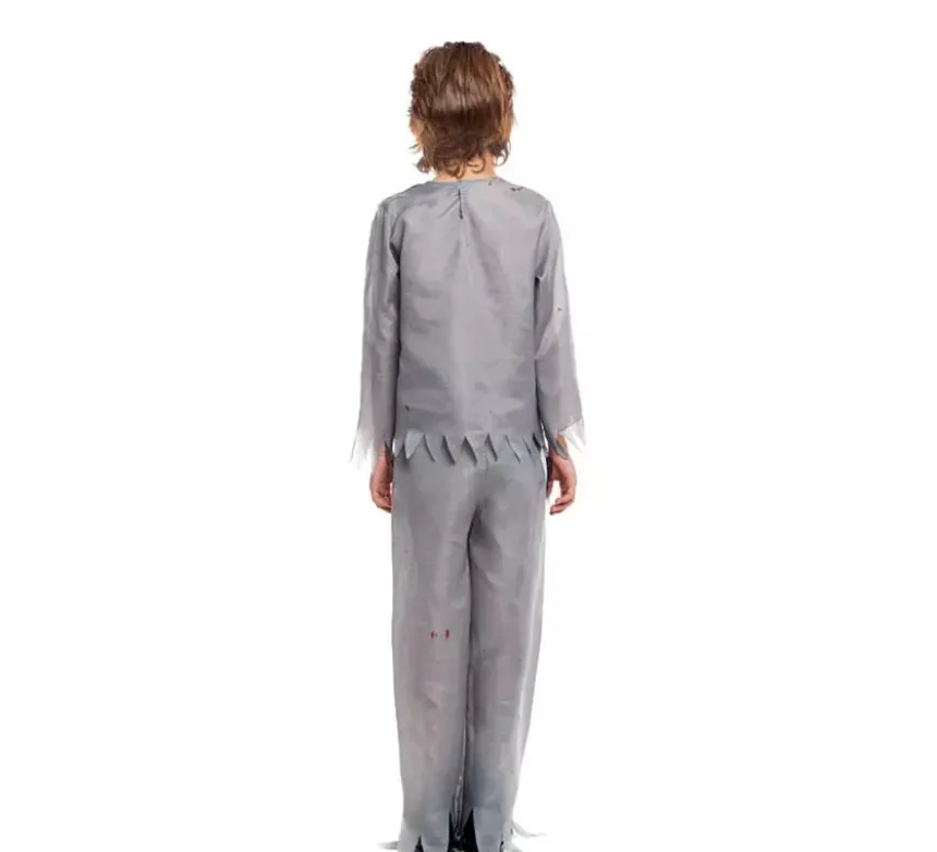 Costume da zombie grigio da scolaro per ragazzi