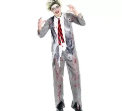 Costume da zombie scolaretto grigio per uomo