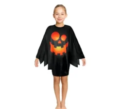Costume da zucca felice nera per bambini o poncho 65 cm