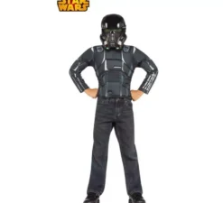Costume Death Trooper nero stella guerre con maschera per bambino scatola