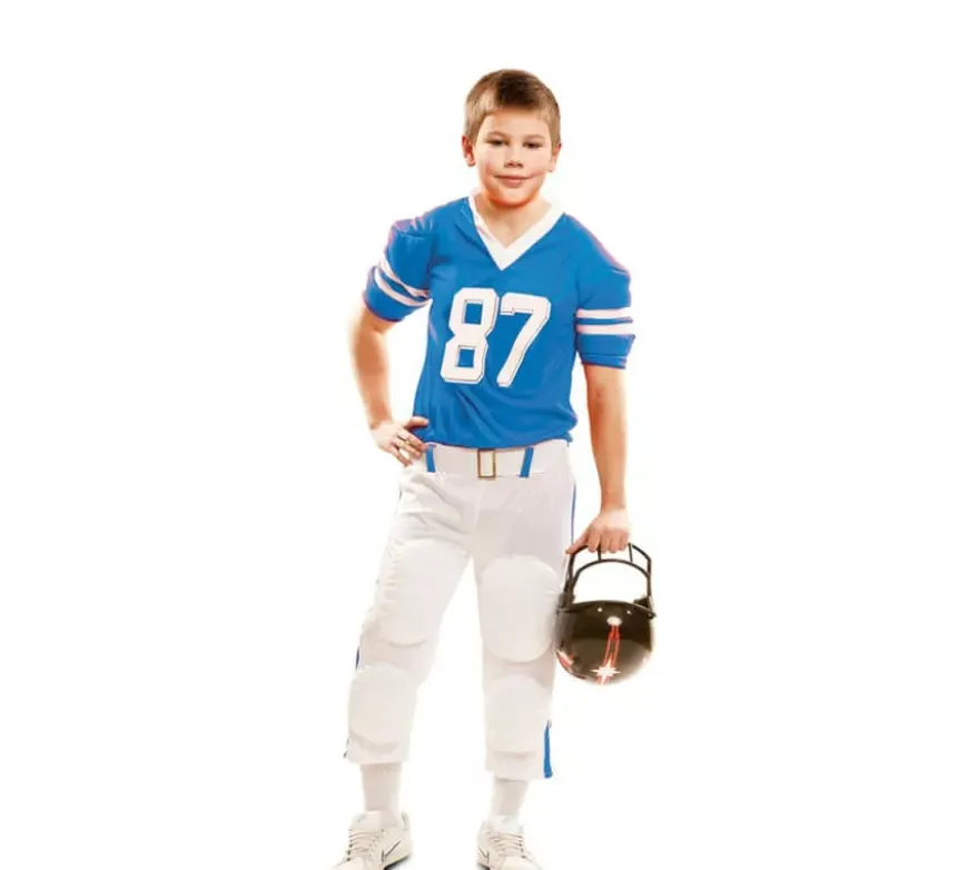 Costume del giocatore di football americano blu per ragazzo