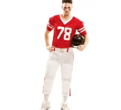 Costume del giocatore di football americano rosso per l'uomo