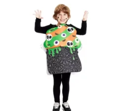 Costume di Halloween da cupcake verde e arancione per bambini